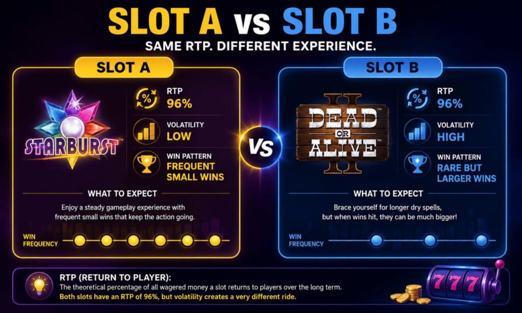 Comparison of two online slots with the same RTP